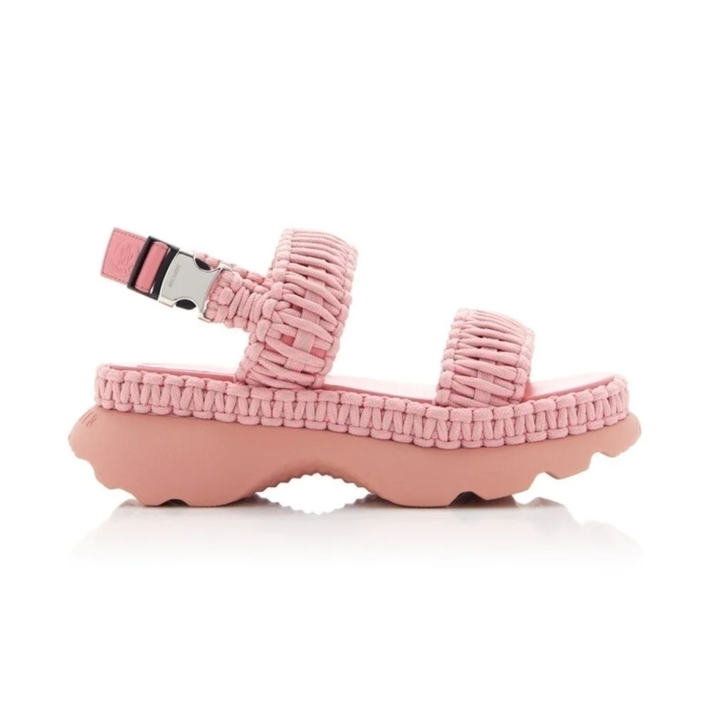 Moncler Belay Woven Sandals in pink size 10